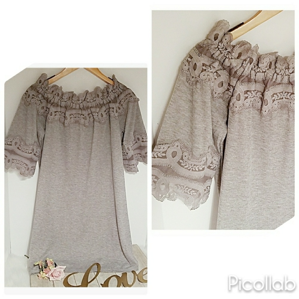 Heathered Grey Off-Shoulder Dress